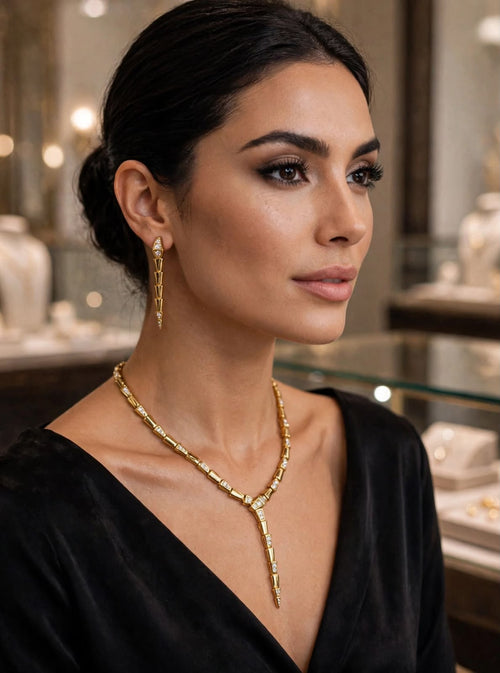 BVLGARI Segmented Necklace Earrings Bracelet and Ring Set
