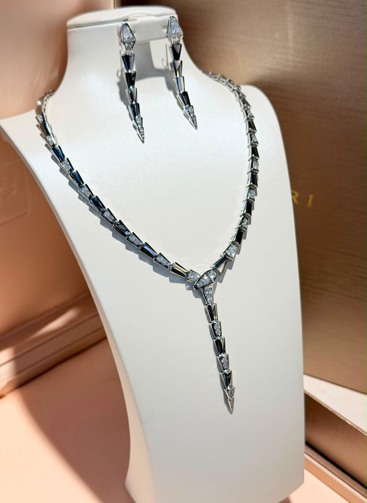 BVLGARI Segmented Necklace Earrings Bracelet and Ring Set