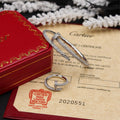 Cartier Silver Tone Embellished Nail Bracelet and Ring Set