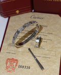 Cartier Silver Tone Embellished Screw Bracelet and Ring Set