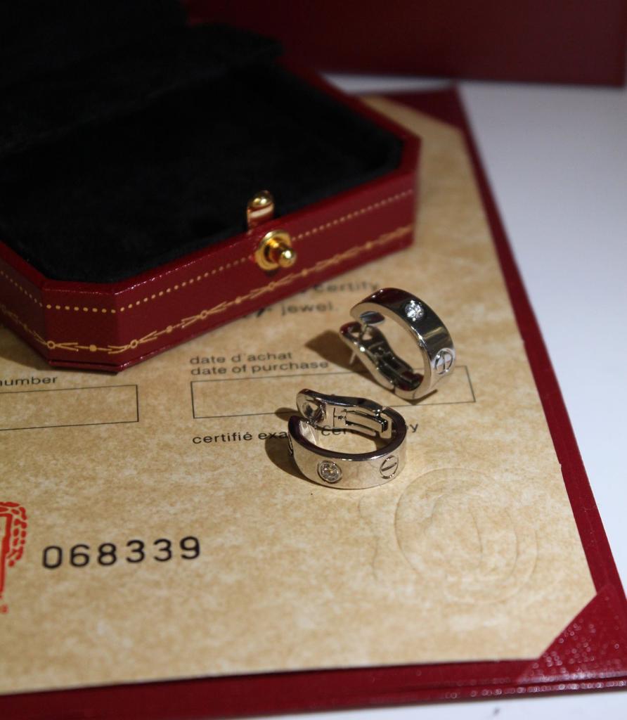 Cartier Silver Tone Accent Screw Huggie Earrings