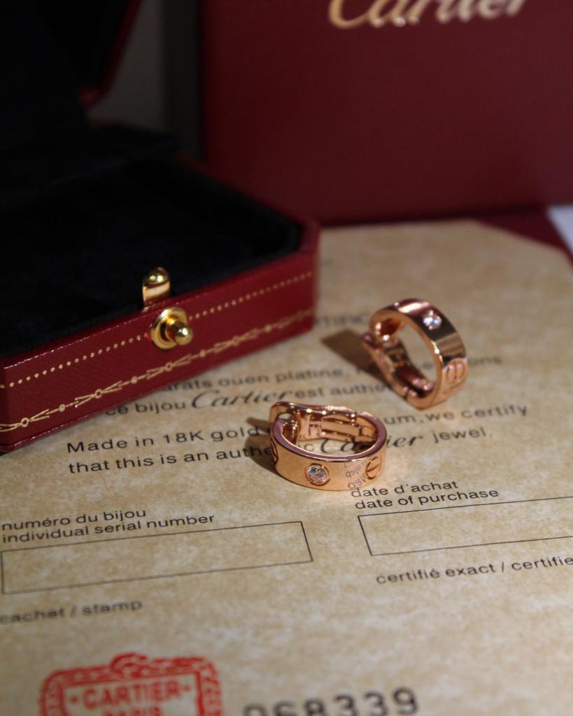 Cartier Rose Gold Tone Accent Screw Huggie Earrings