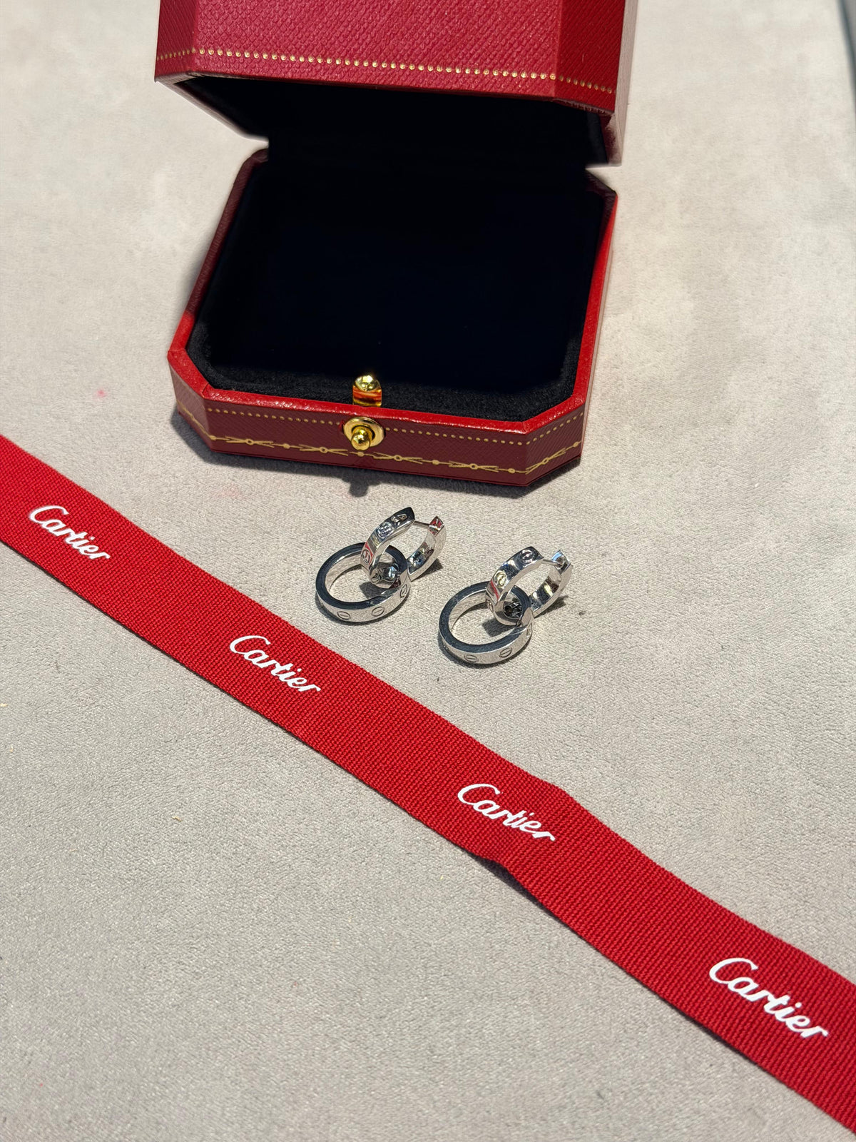 Cartier Silver Tone Linked Circle Earrings