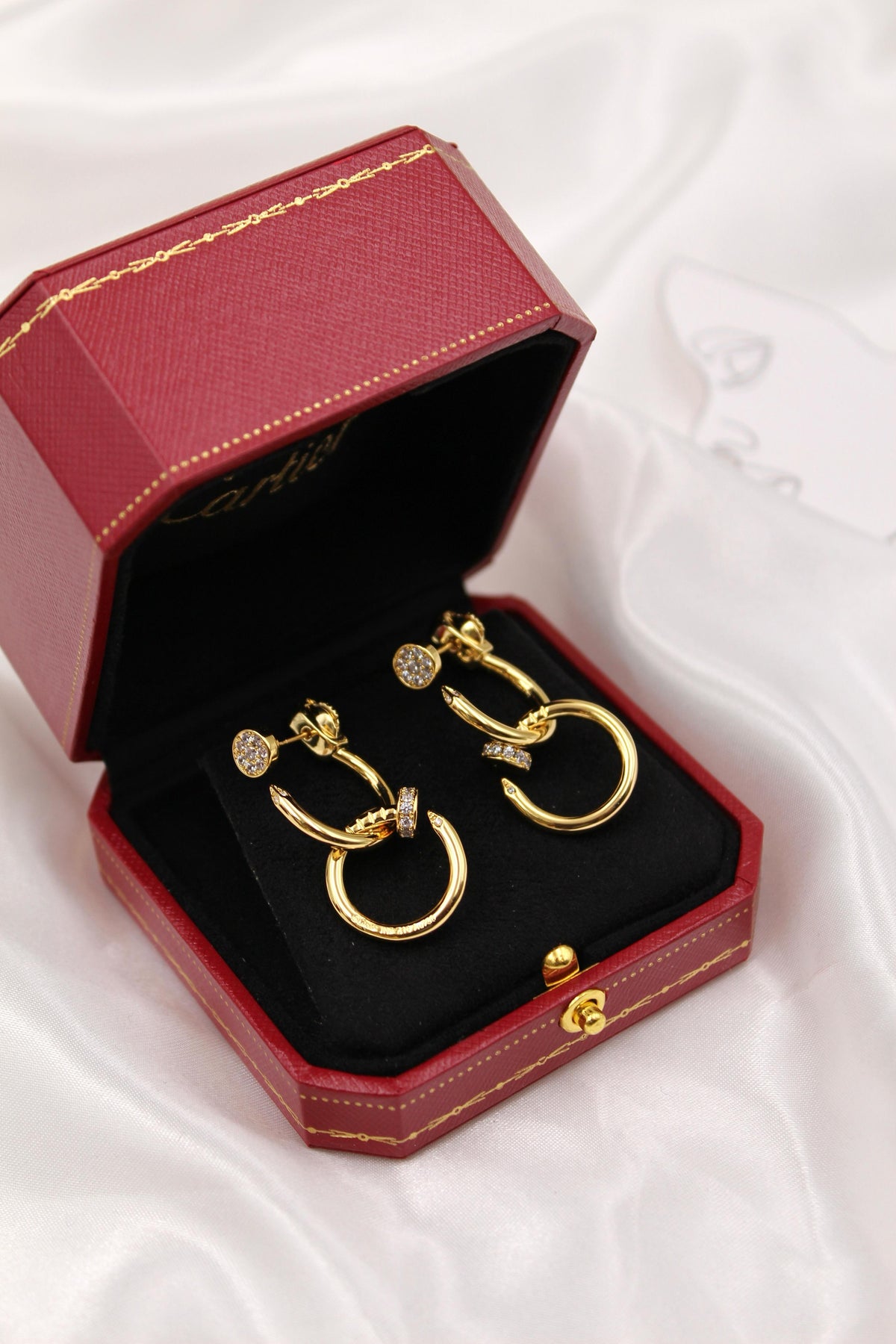 Cartier Gold Tone Double Nail Drop Earrings