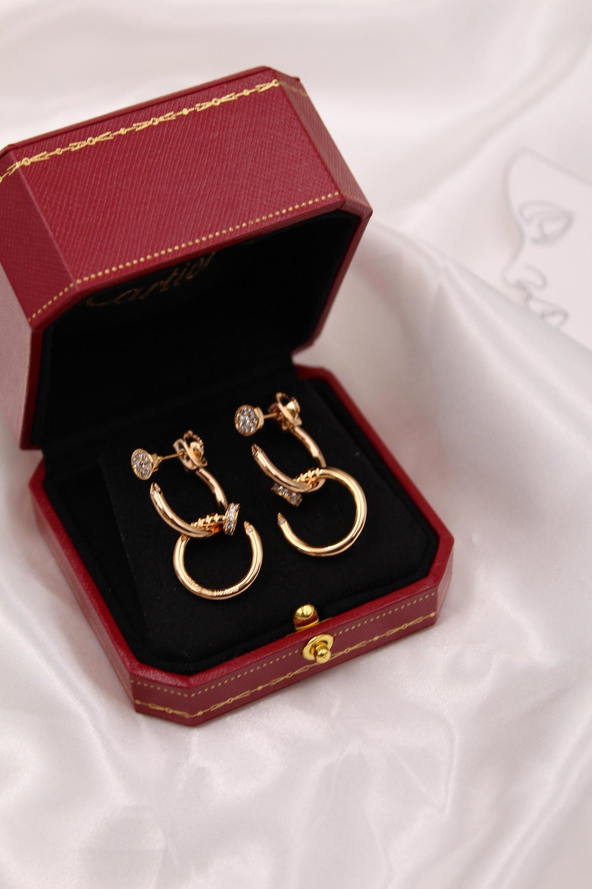 Cartier Rose Gold Tone Double Nail Drop Earrings