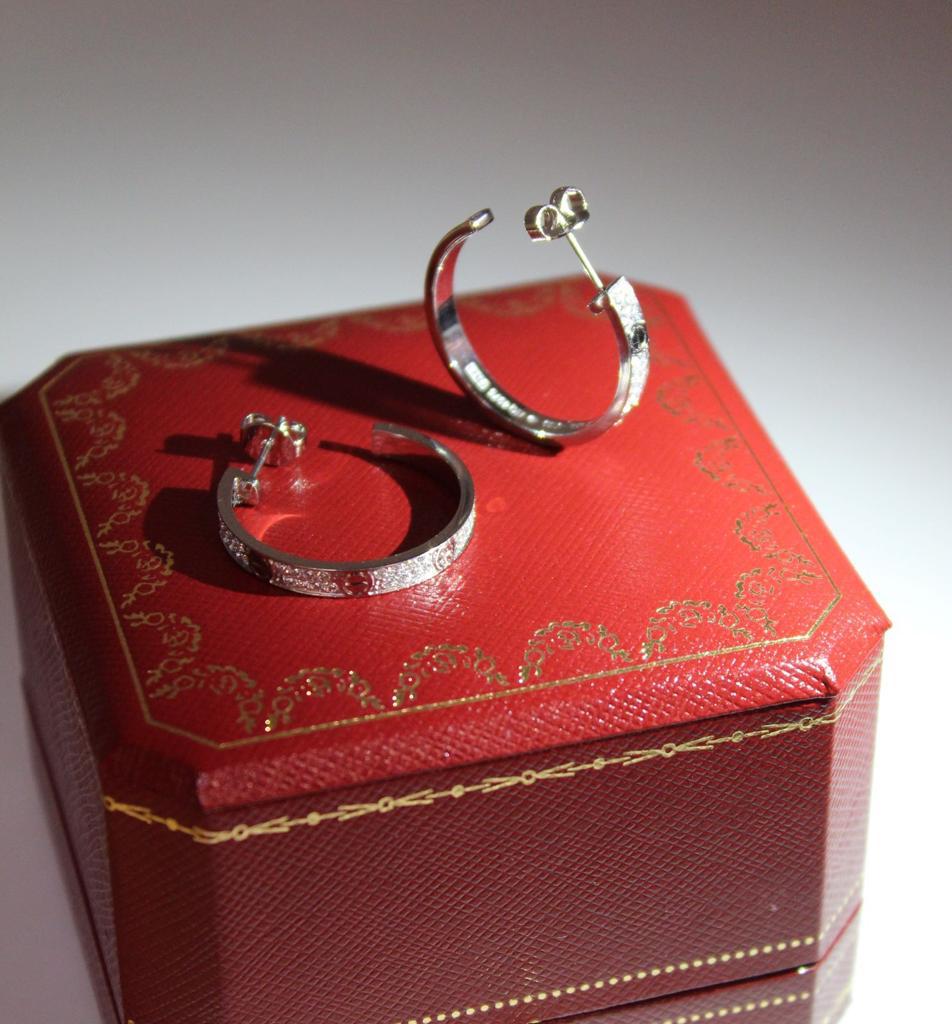 Cartier Gold Tone Embellished Nail Hoop Earrings