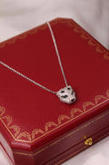 Cartier Silver Tone Embellished Panther Head Pendant Necklace