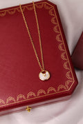 Cartier Gold Tone White Disc Pendant Necklace