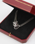 Cartier Silver Tone Panther Head Mesh Necklace