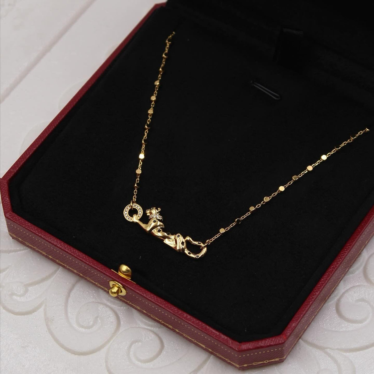 Cartier Screw Circle and Round Accent Pendant Necklace