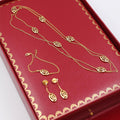 Cartier Gold Tone Oval Logo Necklace Bracelet and Earrings Set