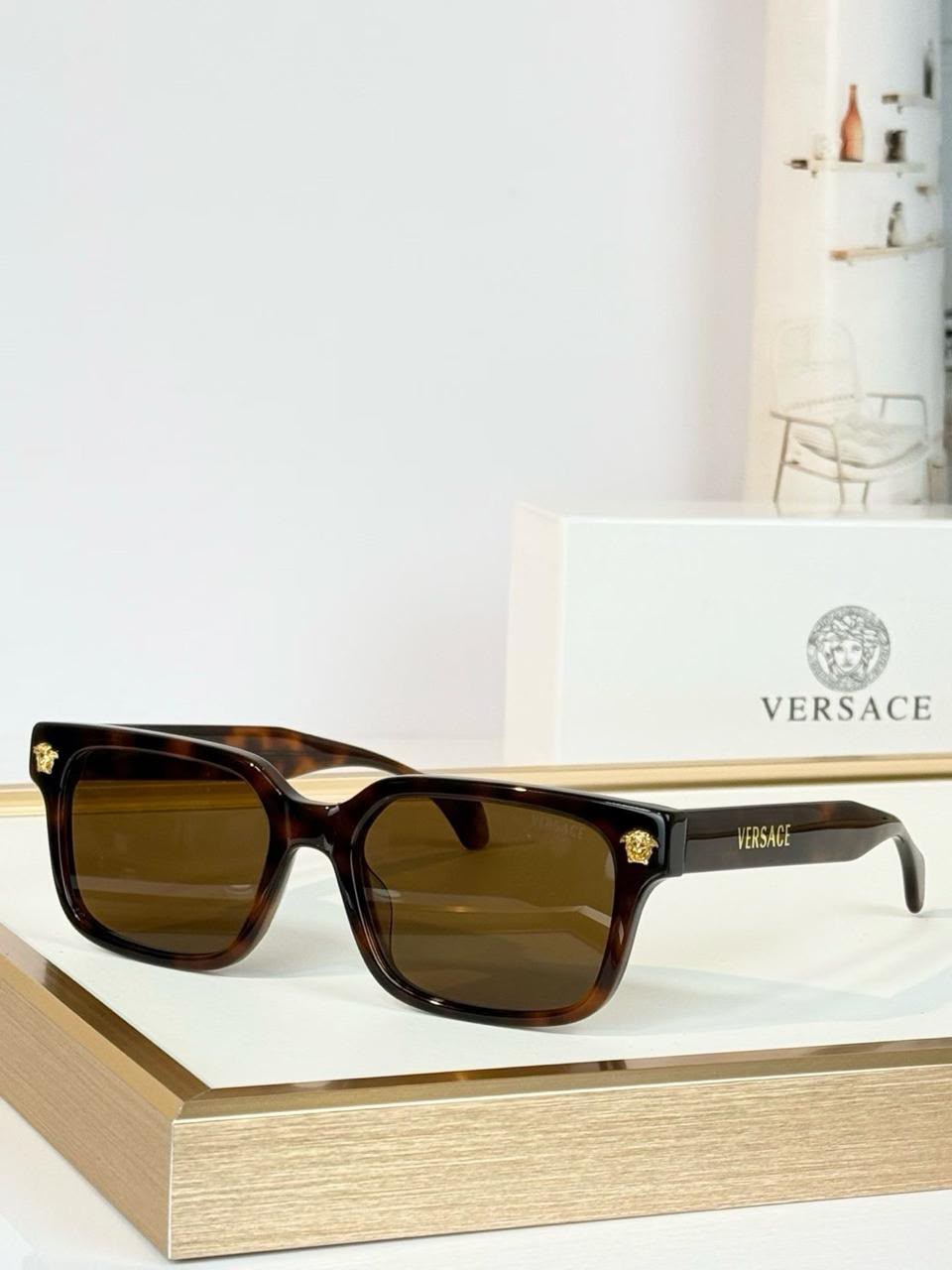 VERSACE Square Medusa-Detail Sunglasses