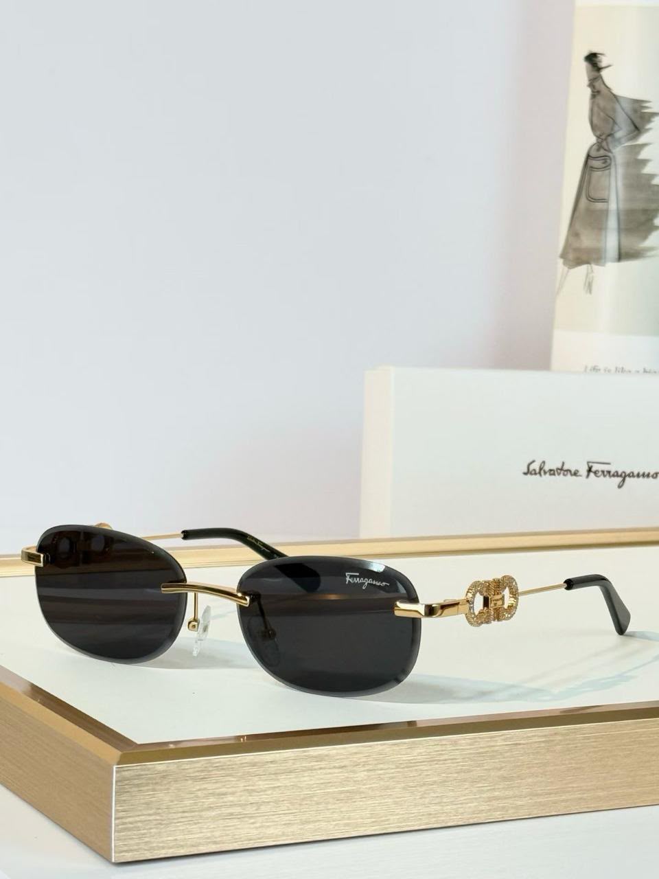 Ferragamo Rimless Gancini-Detail Sunglasses