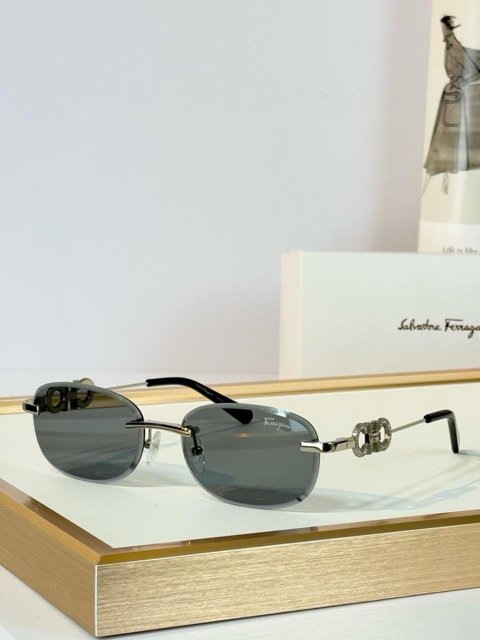 Ferragamo Rimless Gancini-Detail Sunglasses