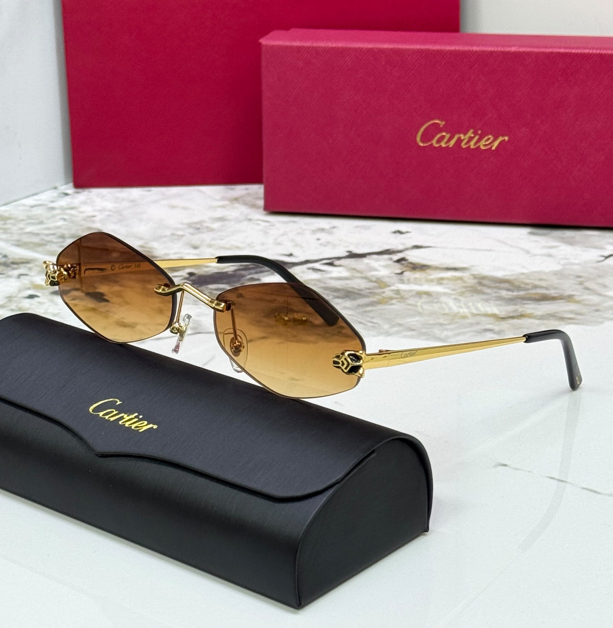 Cartier Geometric Rimless Sunglasses