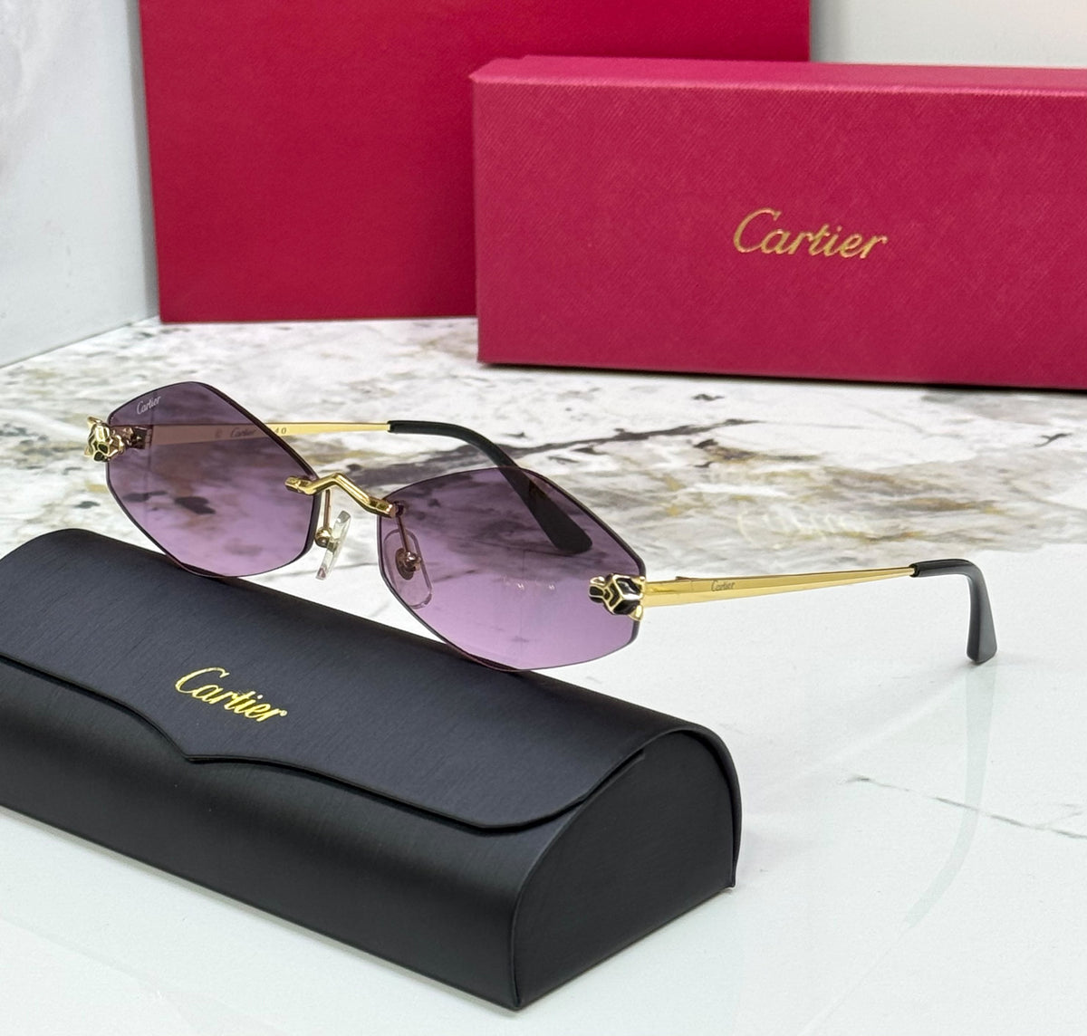 Cartier Geometric Rimless Sunglasses