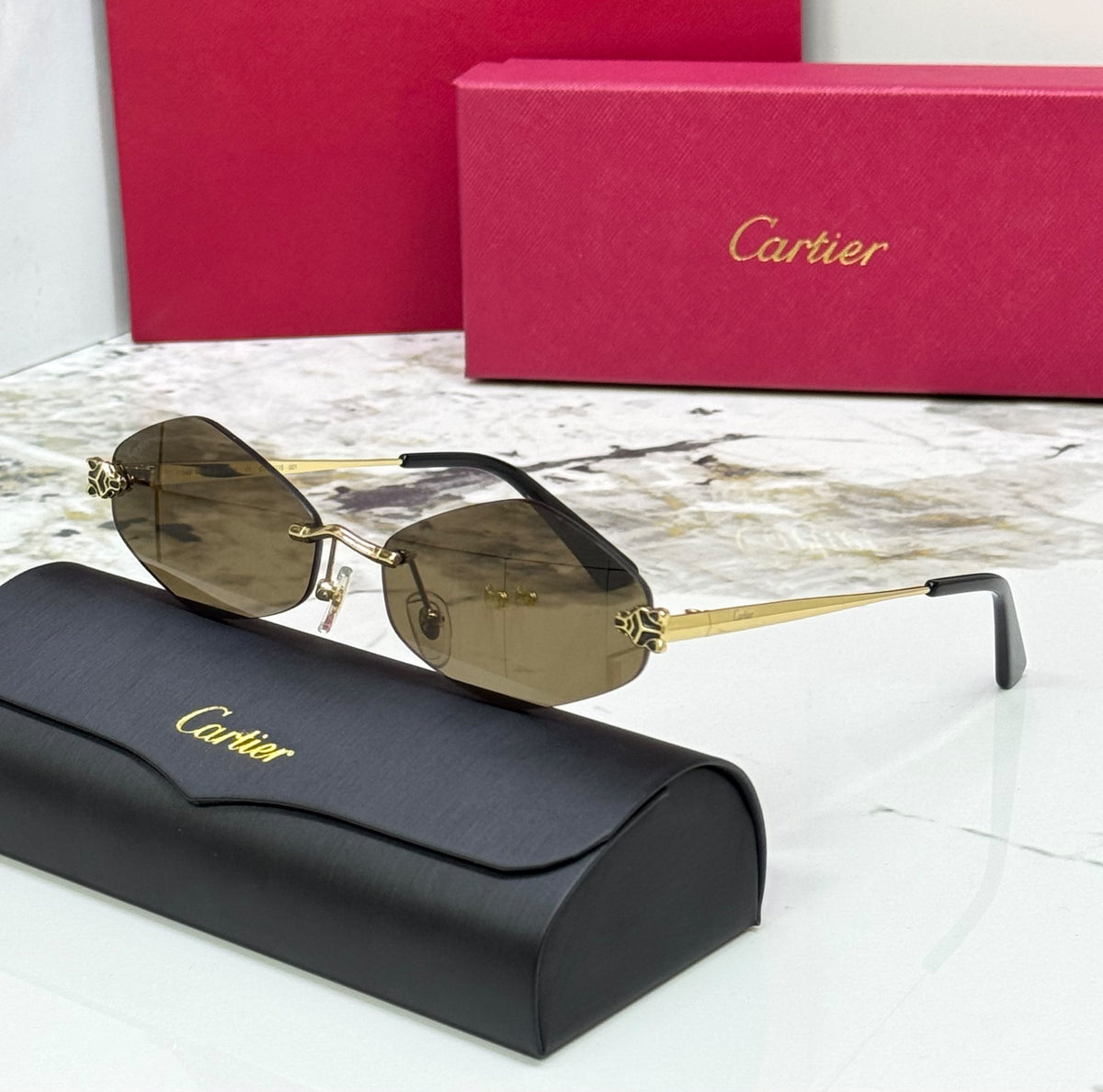 Cartier Geometric Rimless Sunglasses