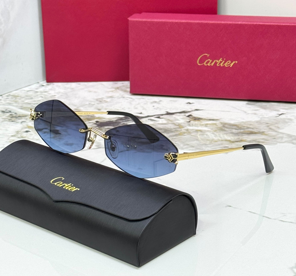 Cartier Geometric Rimless Sunglasses