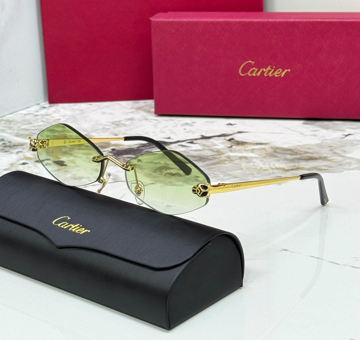 Cartier Geometric Rimless Sunglasses