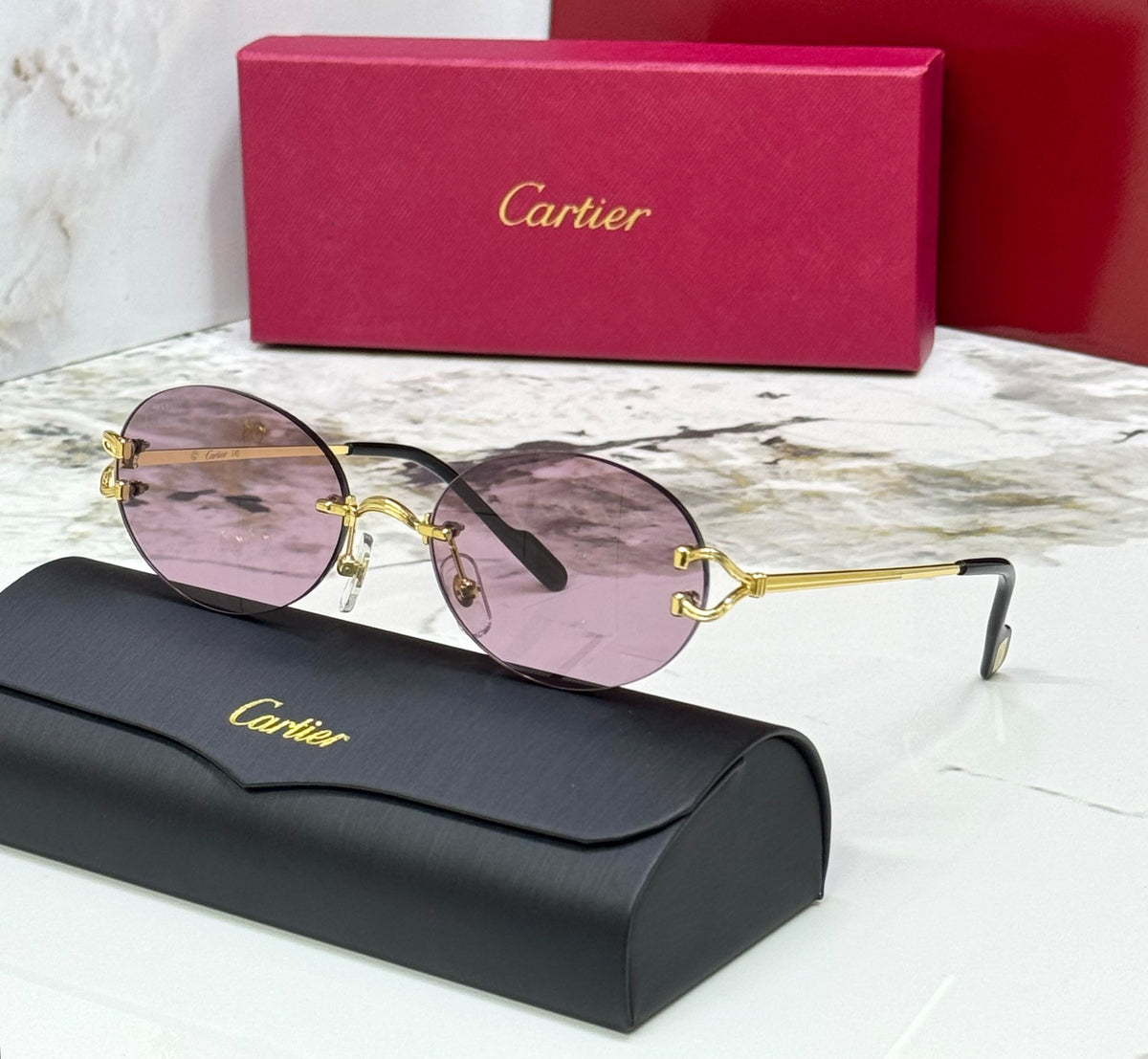 Cartier Round Rimless Sunglasses