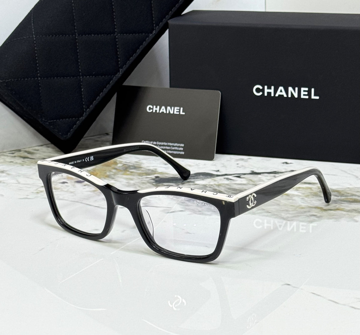 CHANEL Lettered-Top Rectangular Eyewear