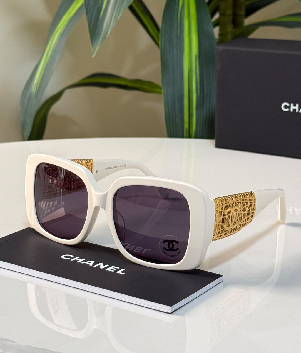 CHANEL Oversized Square Lattice-Temple Sunglasses