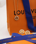 LV Circle Sparkling Necklace and Earrings Set