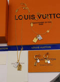 LV Monogram Double Tag Necklace Bracelet and Earrings Set