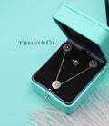 TIFFANY Engraved Round Disc Necklace and Earrings Set Silver