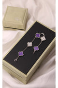 VAN CLEEF Alternating Clover and Sculpted Flower Bracelet