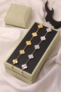 VAN CLEEF Alternating Clover and Sculpted Flower Bracelet