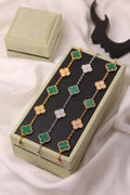 VAN CLEEF Alternating Smooth and Textured Clover Bracelet