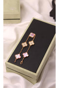 VAN CLEEF Alternating Smooth and Textured Clover Bracelet