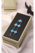 VAN CLEEF Alternating Smooth and Textured Clover Bracelet