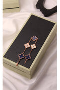 VAN CLEEF Alternating Smooth and Textured Clover Bracelet
