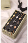VAN CLEEF Alternating Smooth and Textured Clover Bracelet
