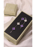 VAN CLEEF Alternating Clover and Sculpted Flower Bracelet