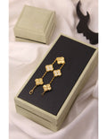 VAN CLEEF Alternating Smooth and Textured Clover Bracelet
