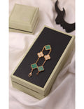 VAN CLEEF Alternating Smooth and Textured Clover Bracelet