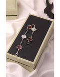 VAN CLEEF Alternating Clover and Textured Flower Bracelet