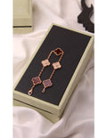 VAN CLEEF Alternating Clover and Textured Flower Bracelet