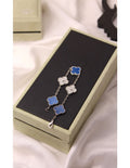 VAN CLEEF Alternating Clover and Textured Flower Bracelet
