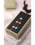 VAN CLEEF Alternating Clover and Textured Flower Bracelet