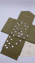 VAN CLEEF Long White Clover Necklace Bracelet and Drop Earrings Set - Silver Tone