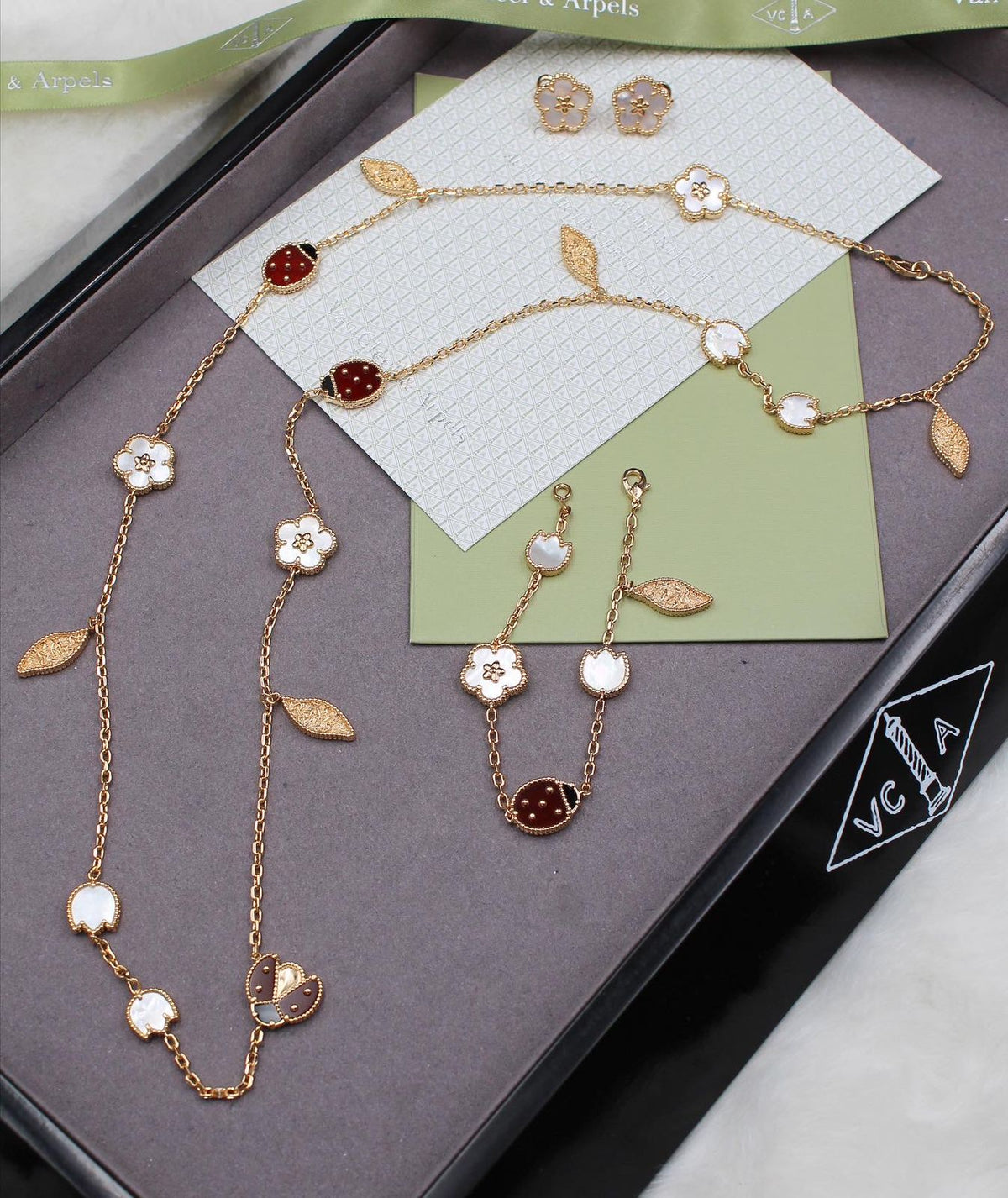 VAN CLEEF Lucky Spring Necklace Bracelet and Earrings Set